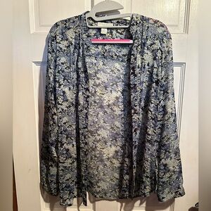 Appleseed's Navy Floral Sheer Button-Down Shirt
